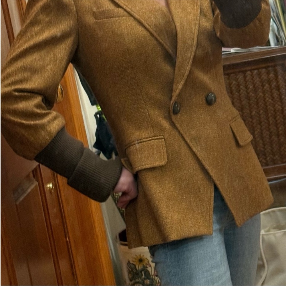 $798 Veronica Beard Bayard Dickey Jacket colorblock Herringbone Camel brown sz 6 - Picture 12 of 16